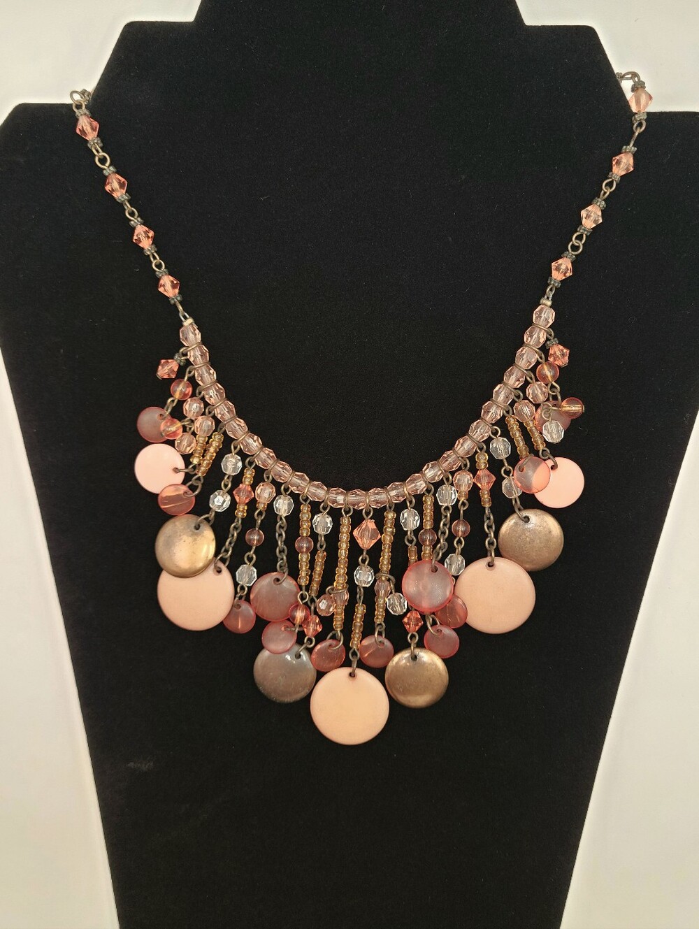 Park Lane Peach & Blush Tiered Dangle Statement Necklace